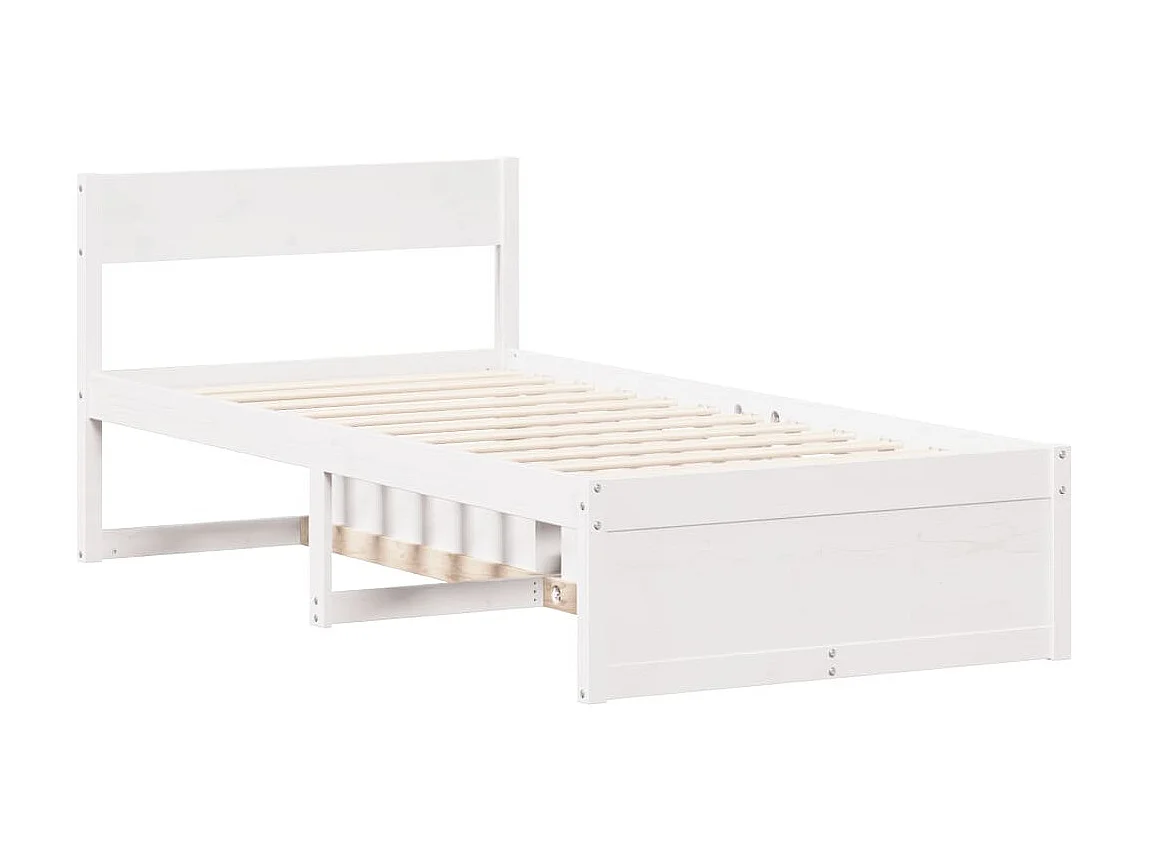 Bedframe zonder matras massief grenenhout wit 75x190 cm