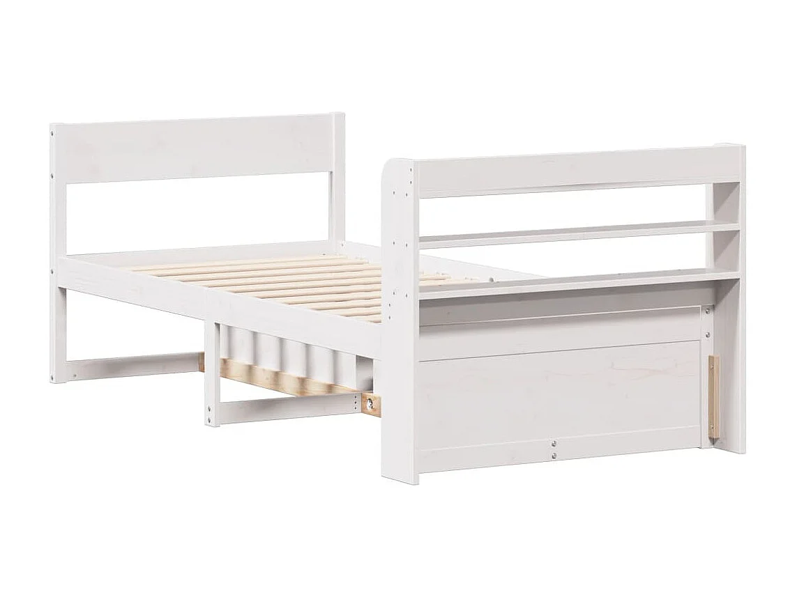 Bedframe zonder matras massief grenenhout wit 75x190 cm