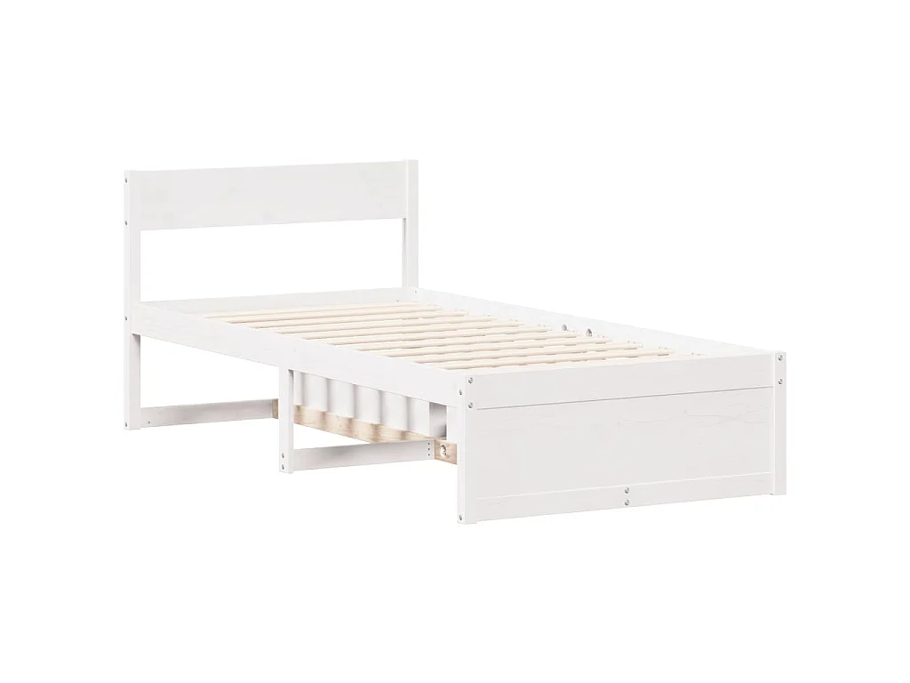 Massivholzbett ohne Matratze Weiß 75x190 cm Kiefernholz