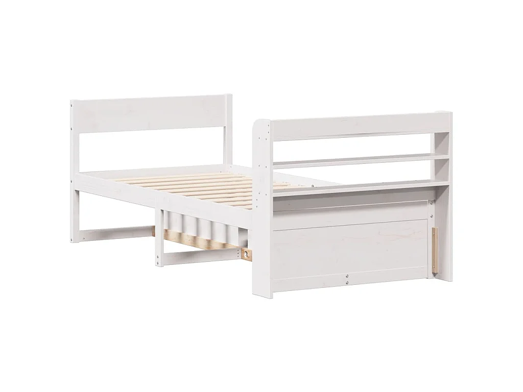Massivholzbett ohne Matratze Weiß 75x190 cm Kiefernholz