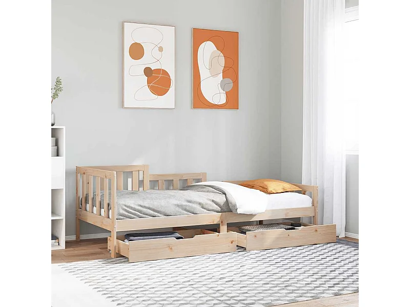 Slaapbank met lades 80x200 cm massief grenenhout