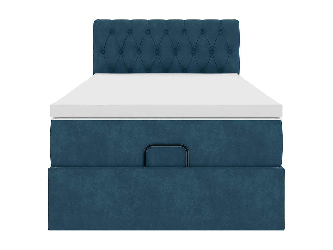 Lit ottoman avec matelas et LED bleu foncé 80x200cm velours