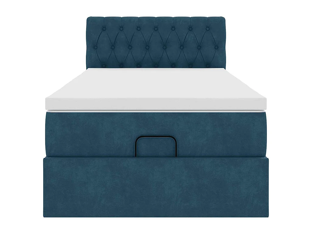 Cama otomana com colchão & LEDs 80x200cm veludo azul-escuro