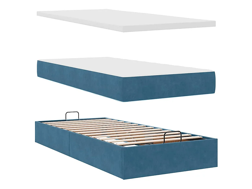 Cama otomana com colchão & LEDs 80x200cm veludo azul-escuro