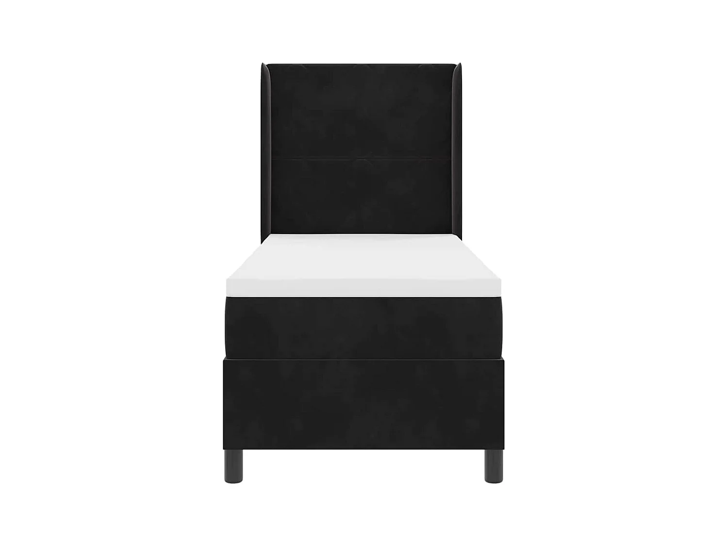 LED Boxspringbett mit Matratze Manuell Schwarz 80 x 200 cm Samt