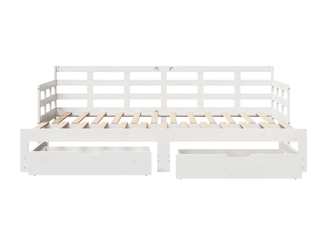 Slaapbank met onderschuifbed/lades zonder matras 80x200 cm wit