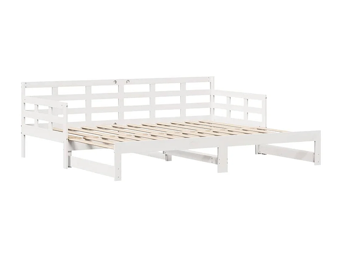 Slaapbank met onderschuifbed/lades zonder matras 80x200 cm wit