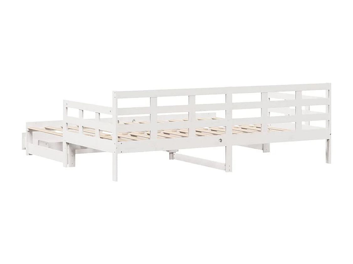 Slaapbank met onderschuifbed/lades zonder matras 80x200 cm wit