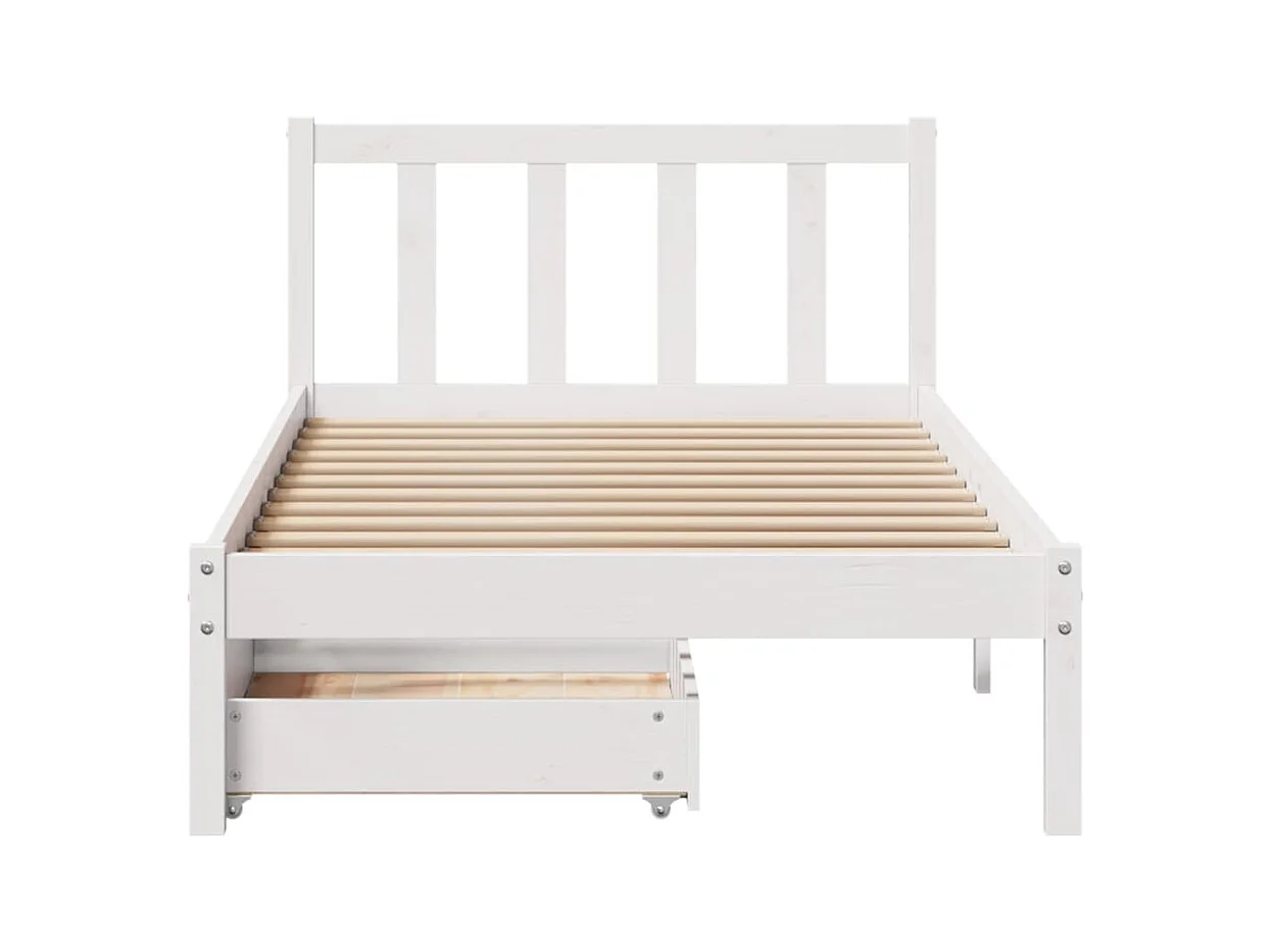 Cadre de lit sans matelas blanc 75x190 cm bois de pin massif