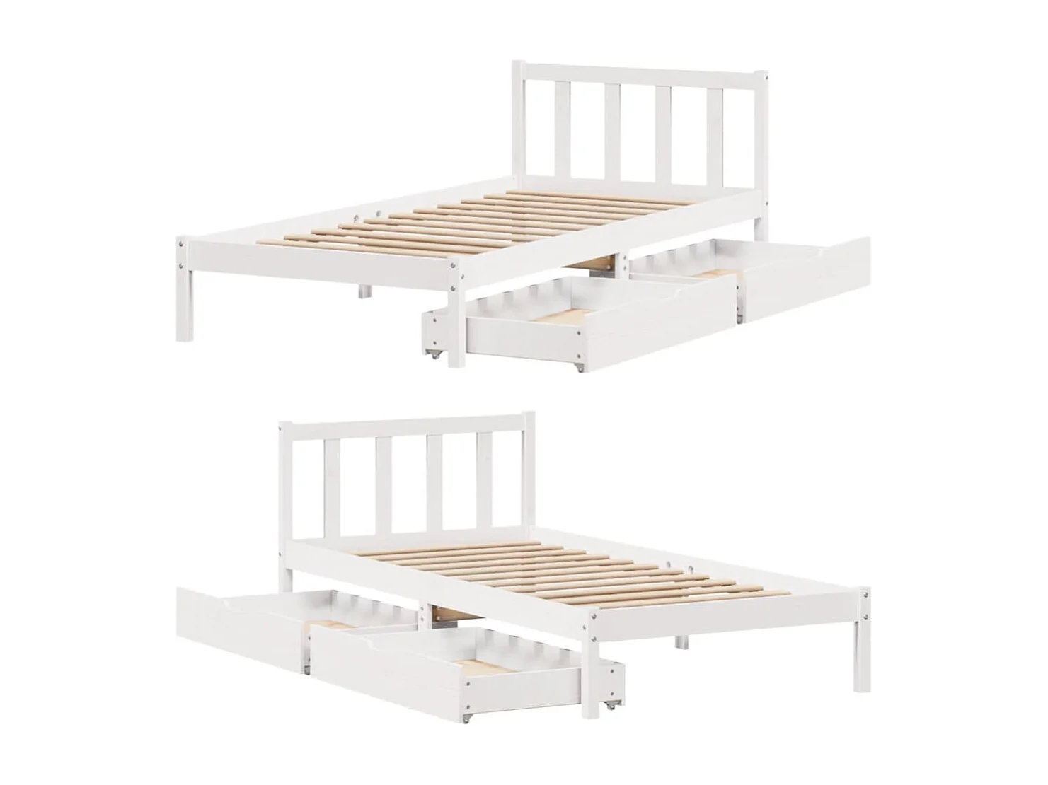 Cadre de lit sans matelas blanc 75x190 cm bois de pin massif