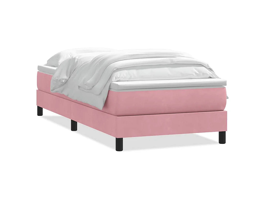 Cama box spring con colchón terciopelo rosa 80x220 cm