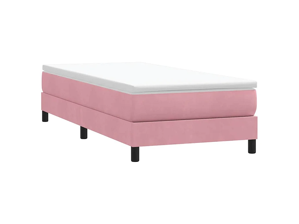 Cama box spring con colchón terciopelo rosa 80x220 cm
