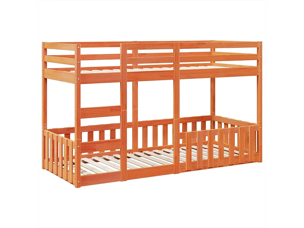 Stapelbed massief grenenhout wasbruin 80x200 cm