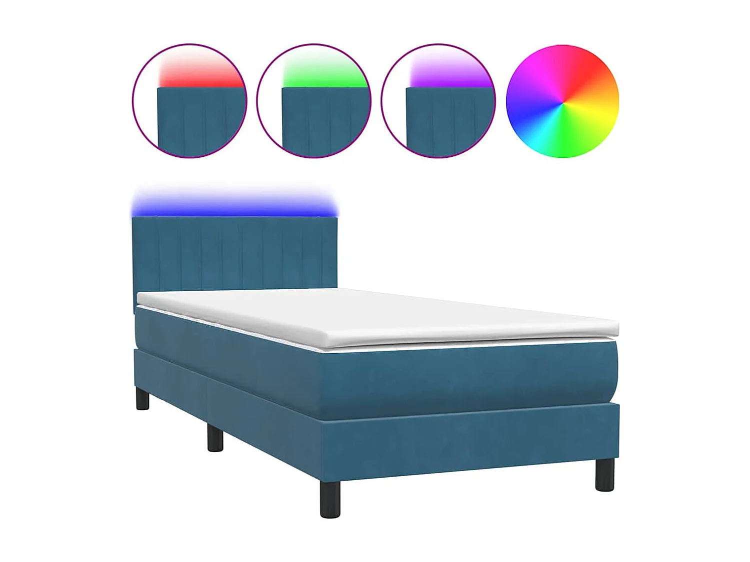 Boxspringbett mit Matratze & LED Dunkelblau 80x220 cm Samt