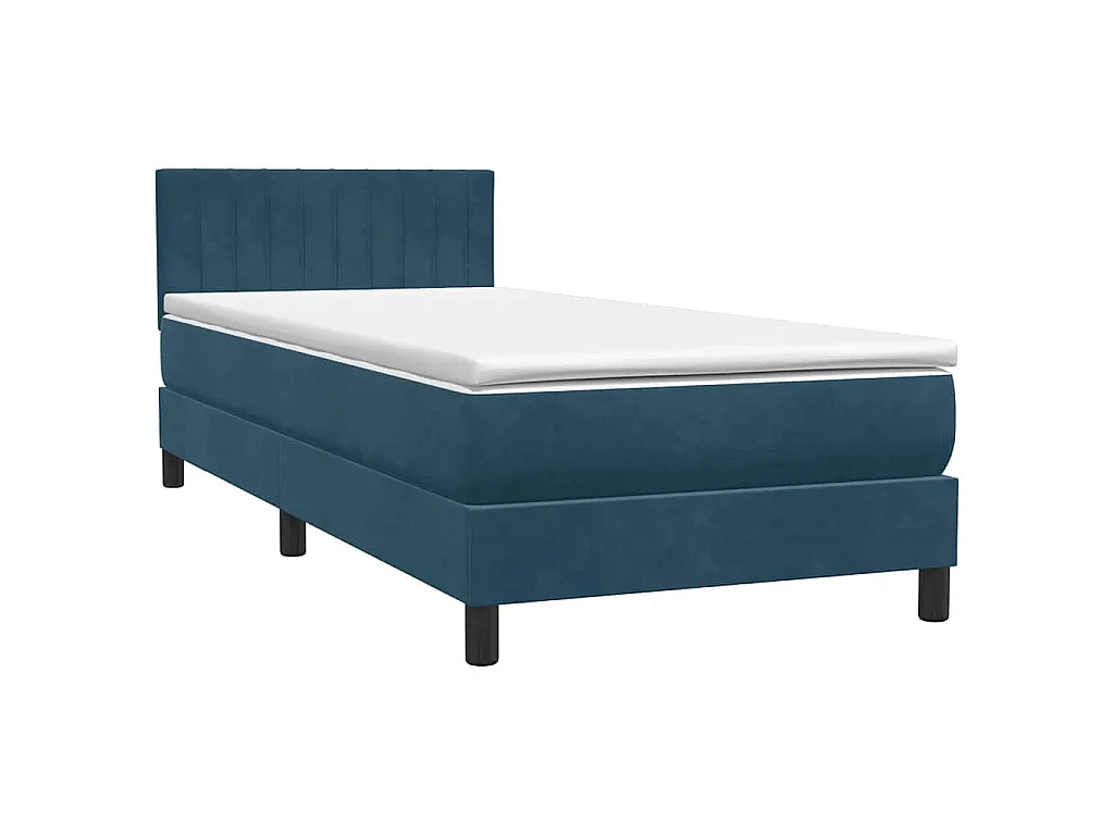 Sommier à lattes de lit et matelas et LED bleu foncé 80x220 cm velours