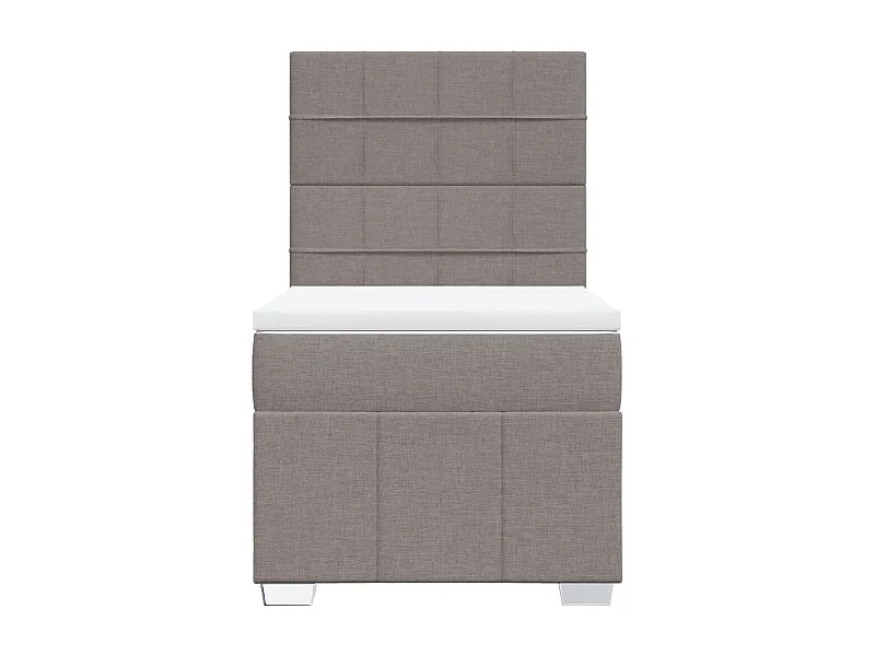Cama box spring con colchón tela gris taupe 80x200 cm