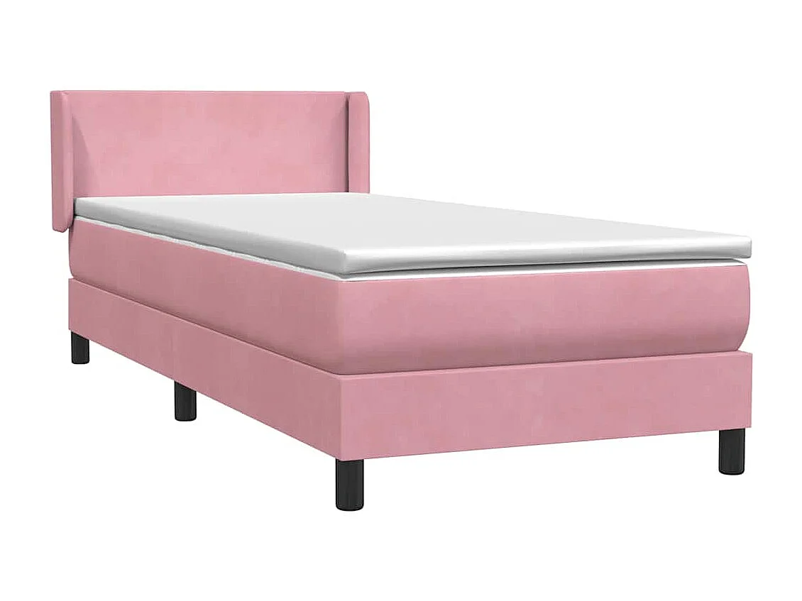 Sommier à lattes de lit avec matelas rose 80x220 cm velours