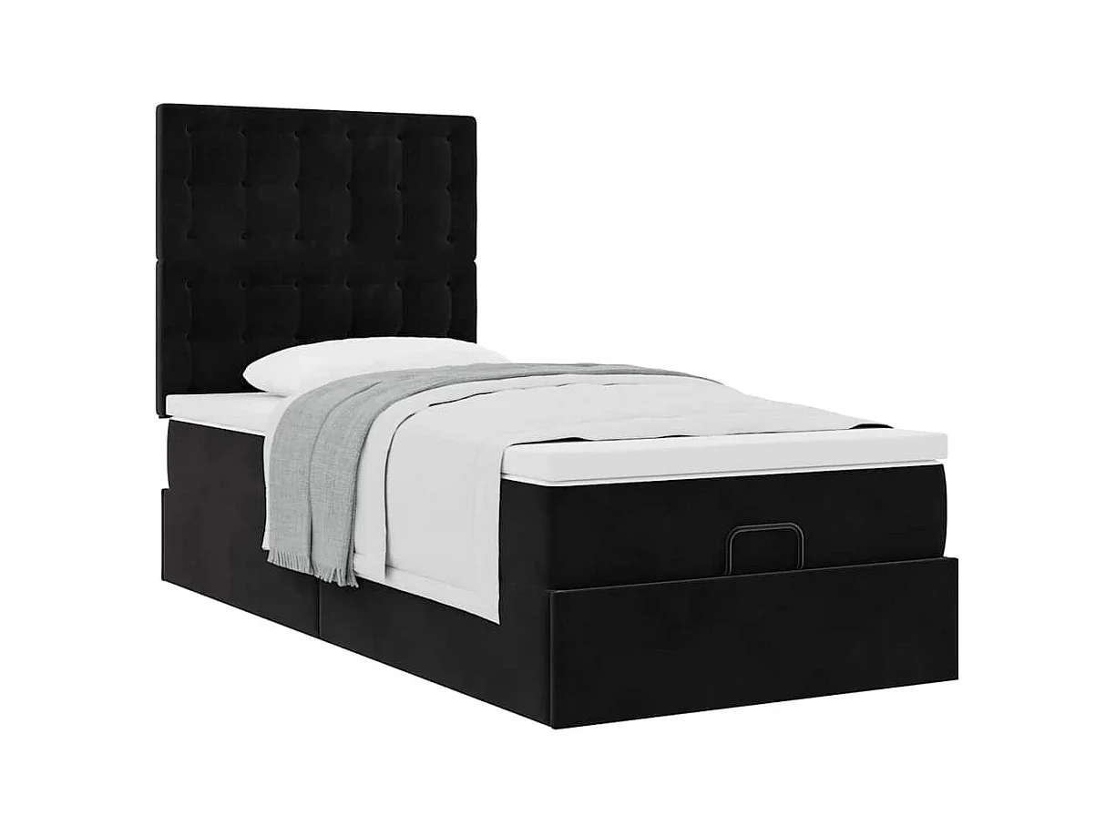 Ottoman bed met matrassen 80x200cm fluweel zwart