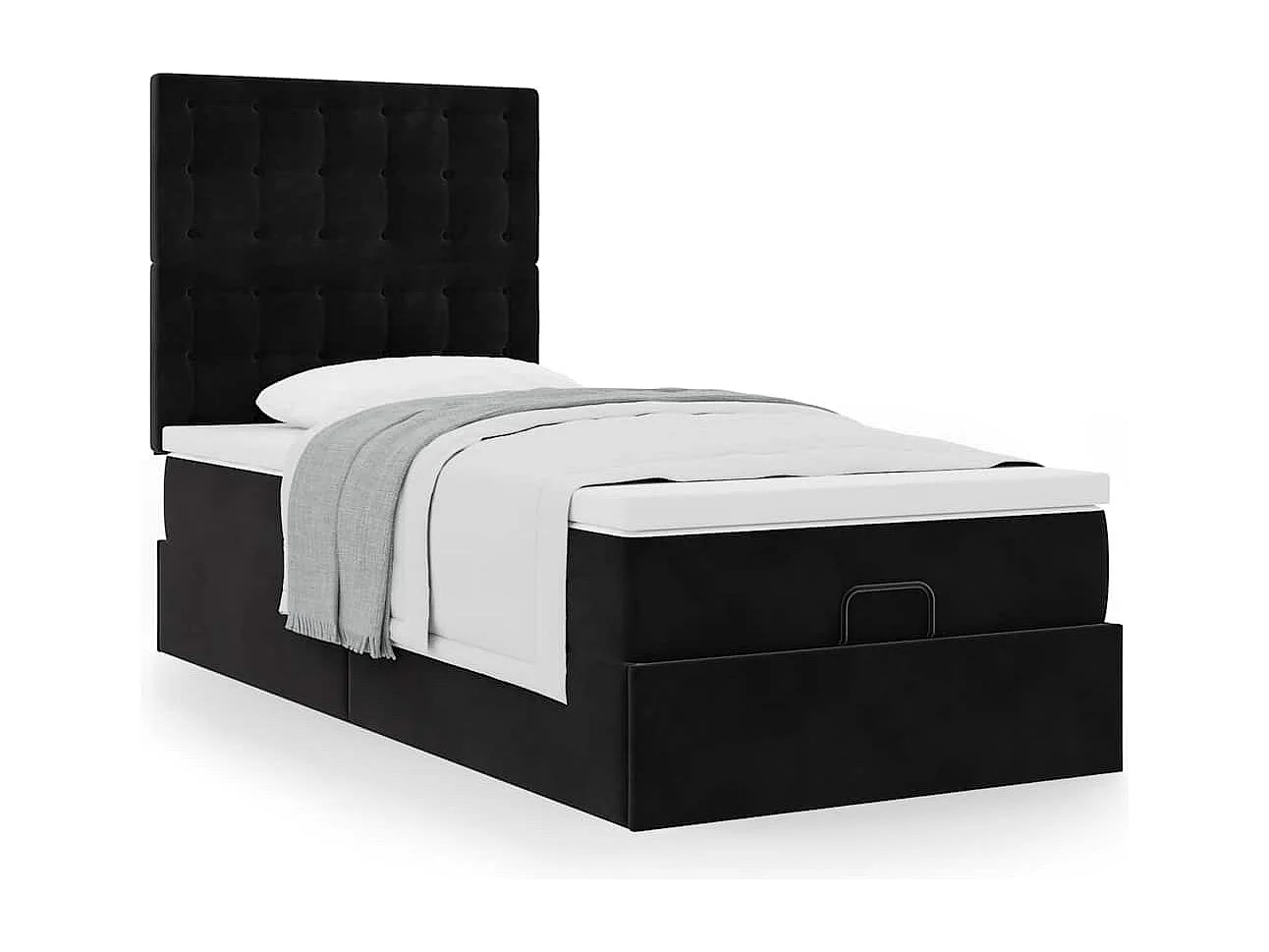 Ottoman bed met matrassen 80x200cm fluweel zwart