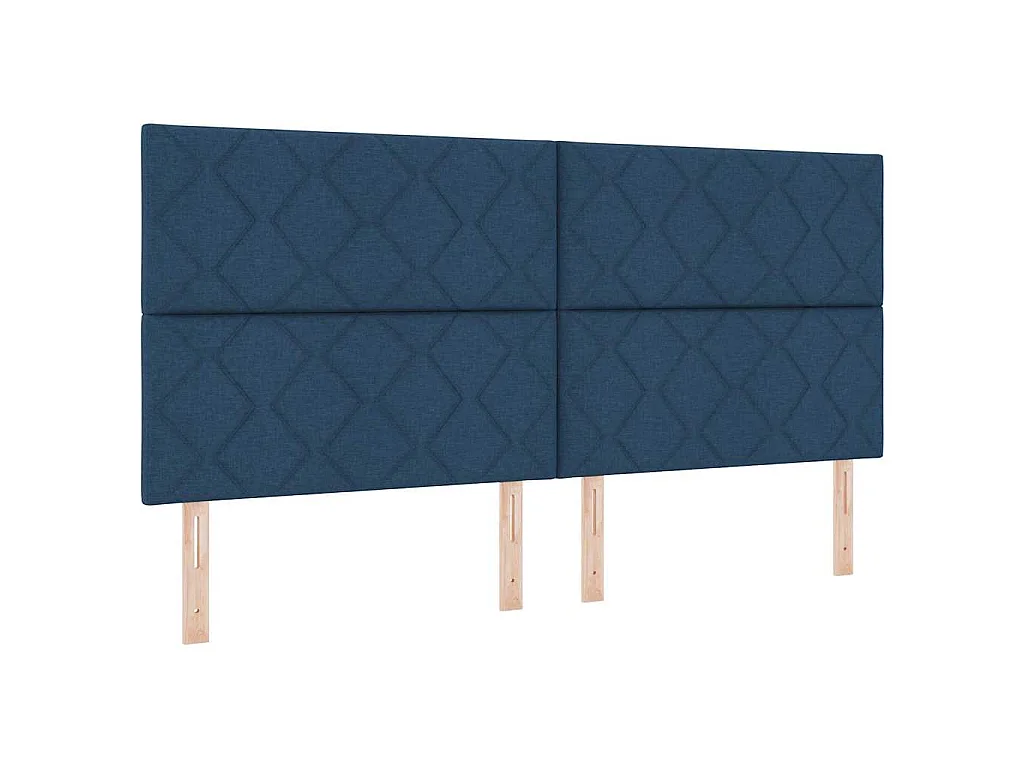 Cama tipo Box Spring con tiras LED Azul 200 x 200 cm tela