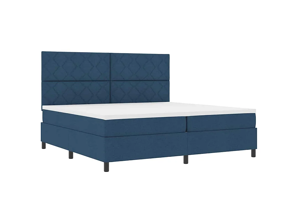 Cama tipo Box Spring con tiras LED Azul 200 x 200 cm tela
