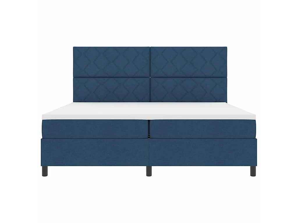 Cama tipo Box Spring con tiras LED Azul 200 x 200 cm tela