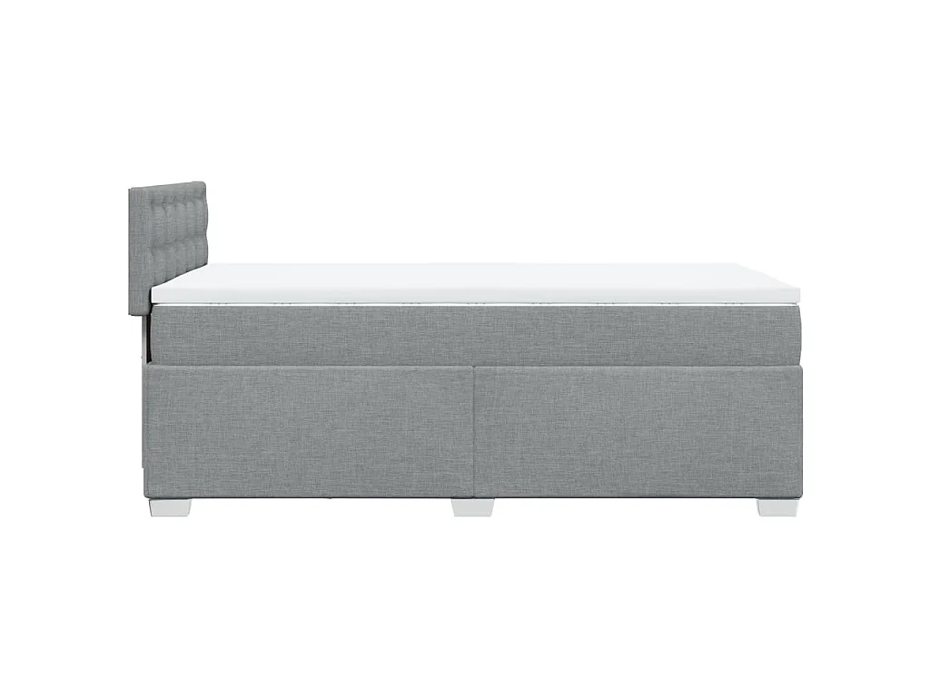 Cama box spring con colchón tela gris claro 80x200 cm
