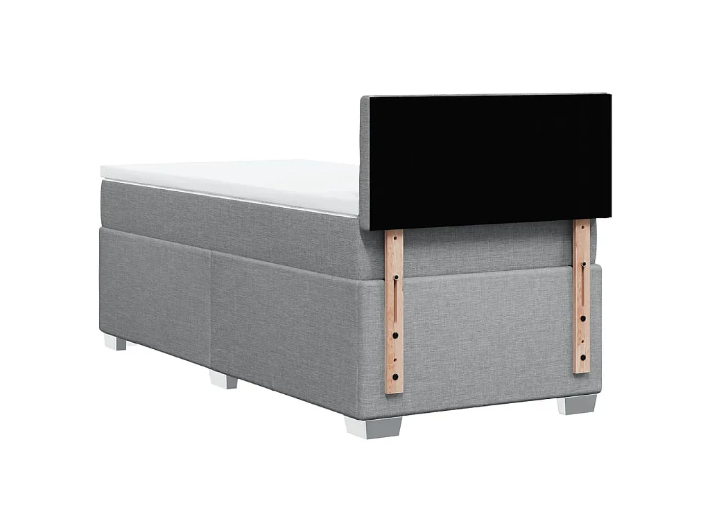 Cama box spring con colchón tela gris claro 80x200 cm