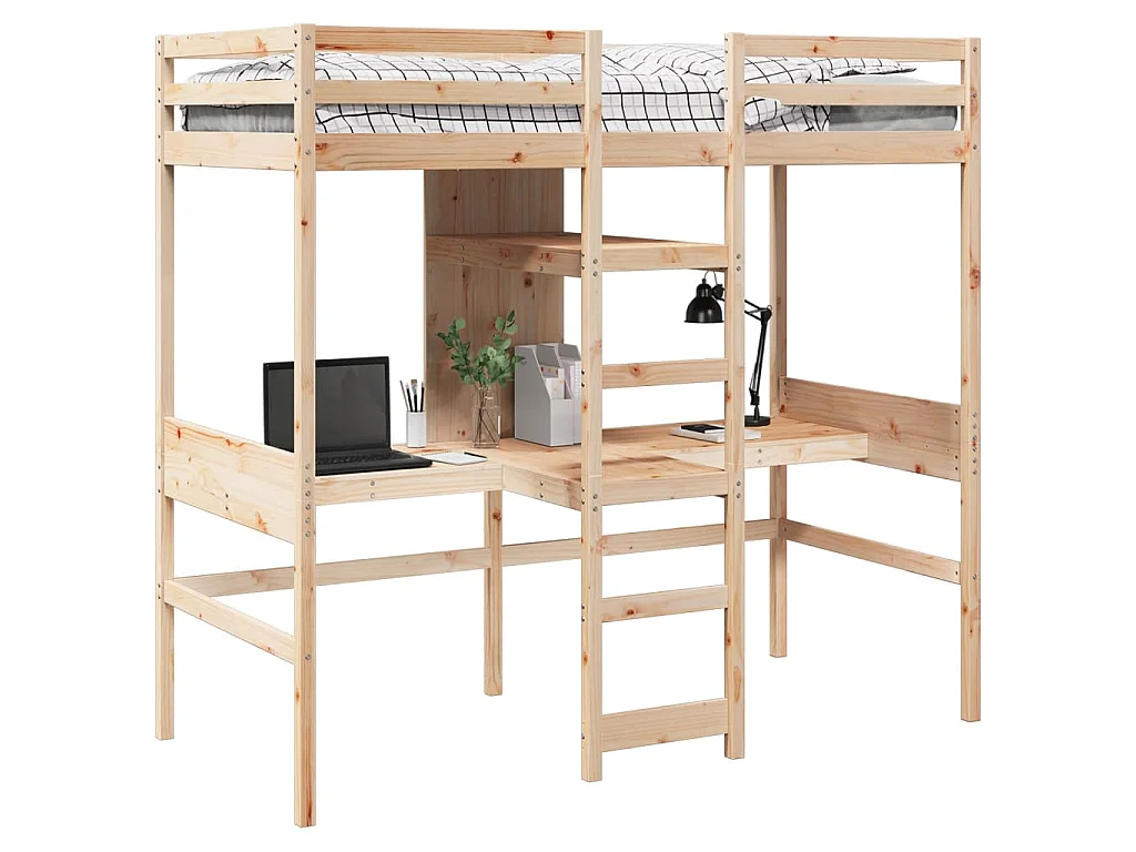 Hochbett ohne Matratze 75x190 cm Massivholz Kiefer