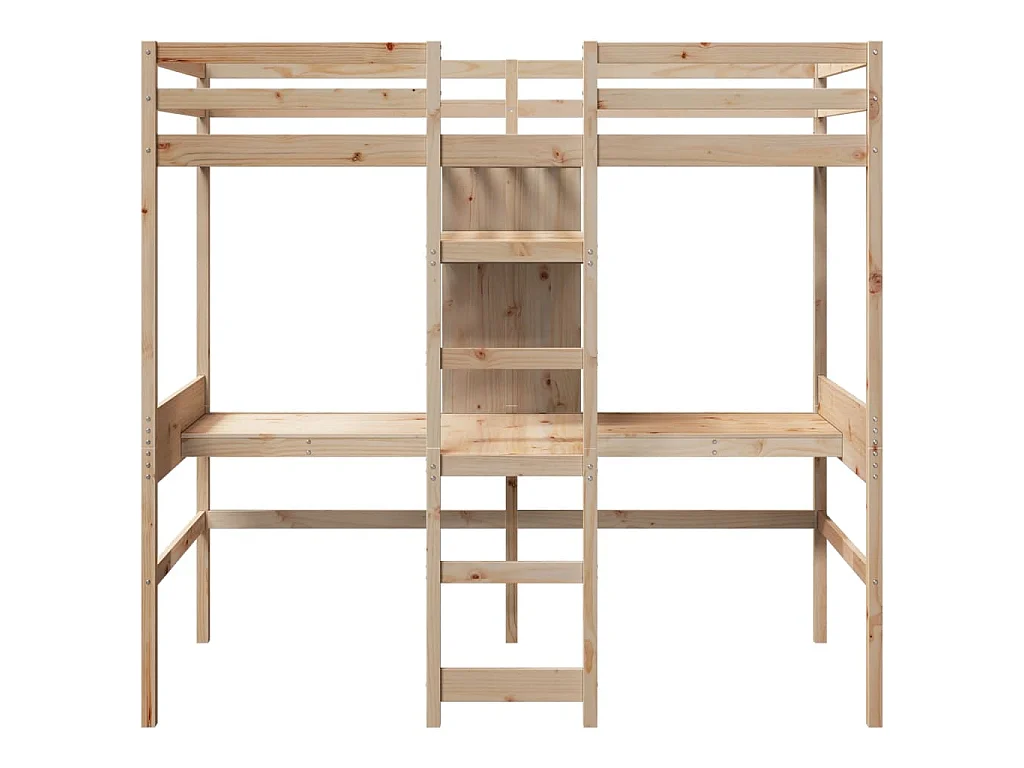 Hochbett ohne Matratze 75x190 cm Massivholz Kiefer