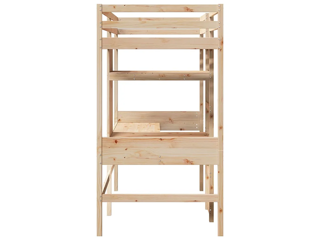 Hochbett ohne Matratze 75x190 cm Massivholz Kiefer
