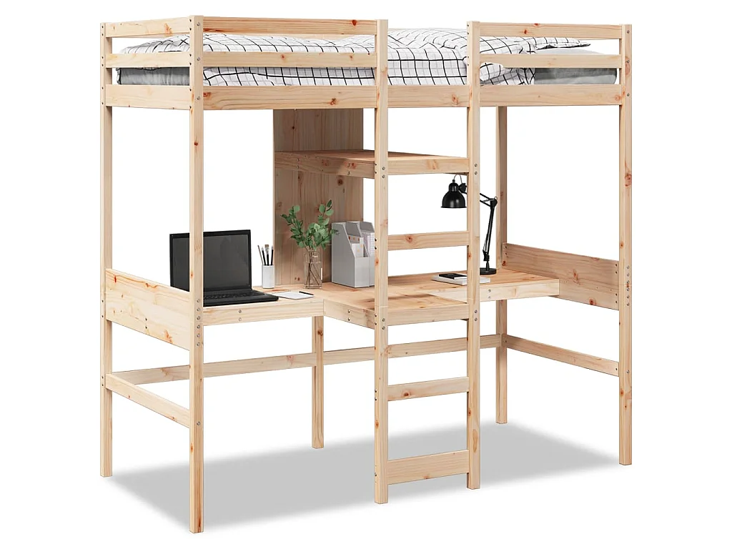 Hochbett ohne Matratze 75x190 cm Massivholz Kiefer