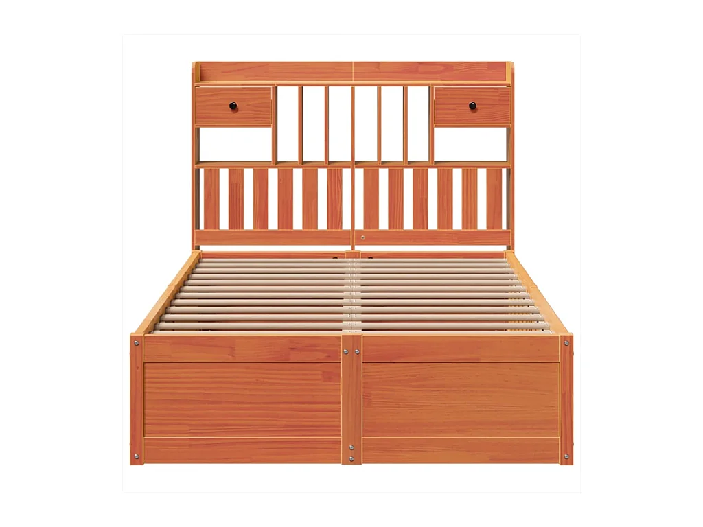 Cadre de lit sans matelas cire marron 135x190cm bois pin massif