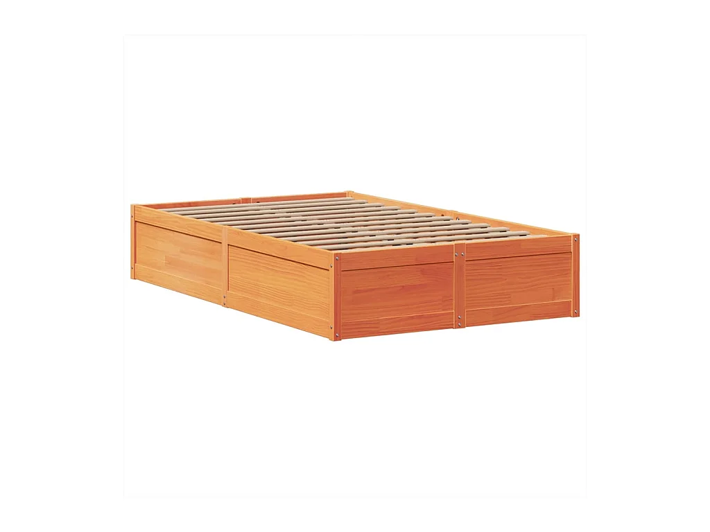 Cadre de lit sans matelas cire marron 135x190cm bois pin massif