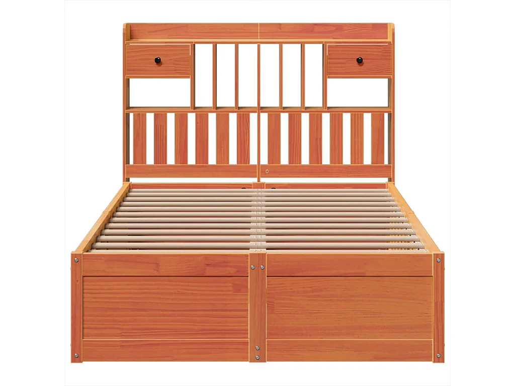 Cama sem colchão 135x190 cm madeira pinho maciça castanho-mel