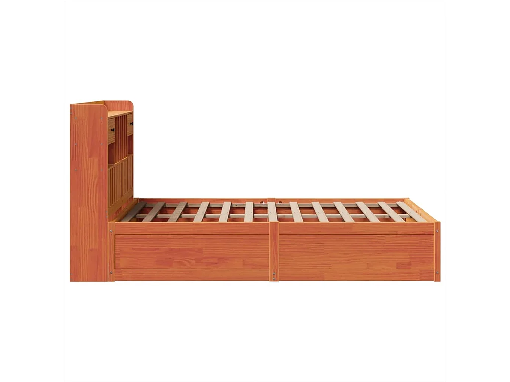 Cama sem colchão 135x190 cm madeira pinho maciça castanho-mel