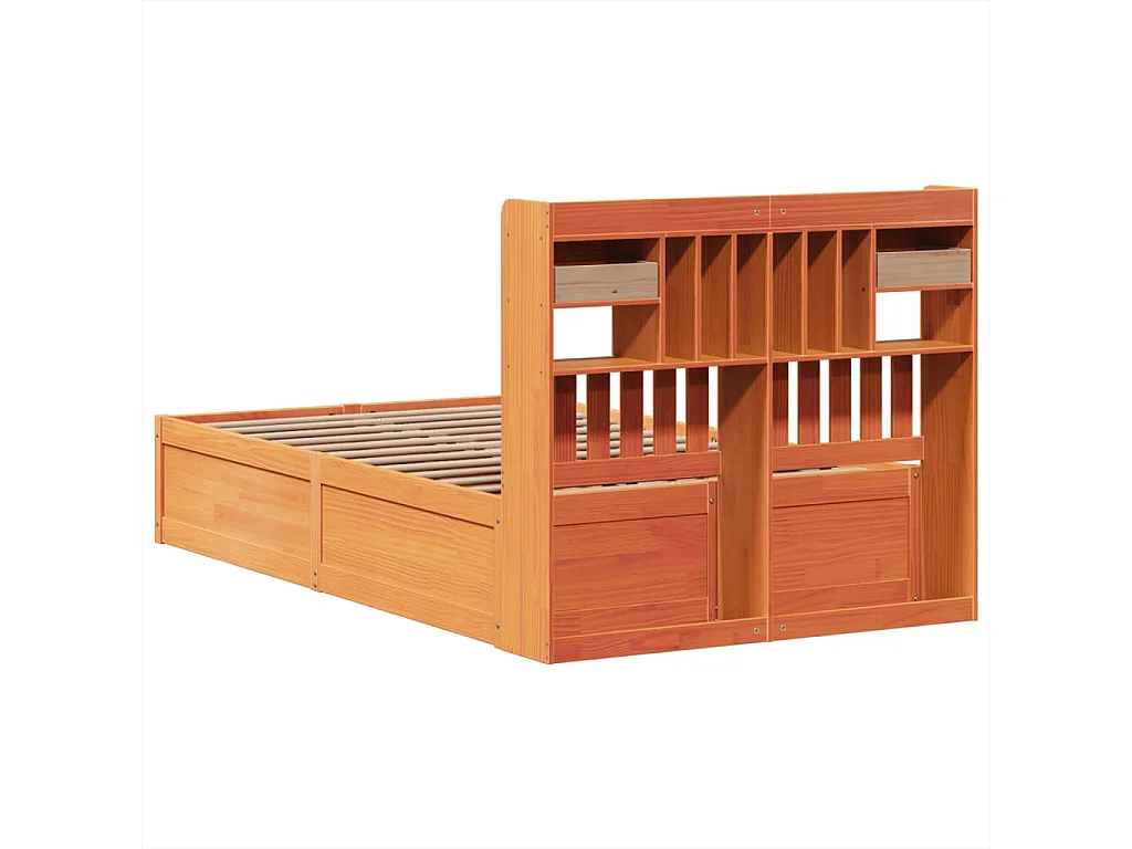 Cama sem colchão 135x190 cm madeira pinho maciça castanho-mel