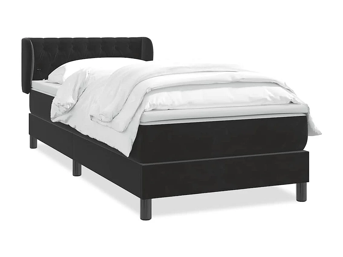 Giroletto a Molle con Materasso Nero 80x220 cm Velluto