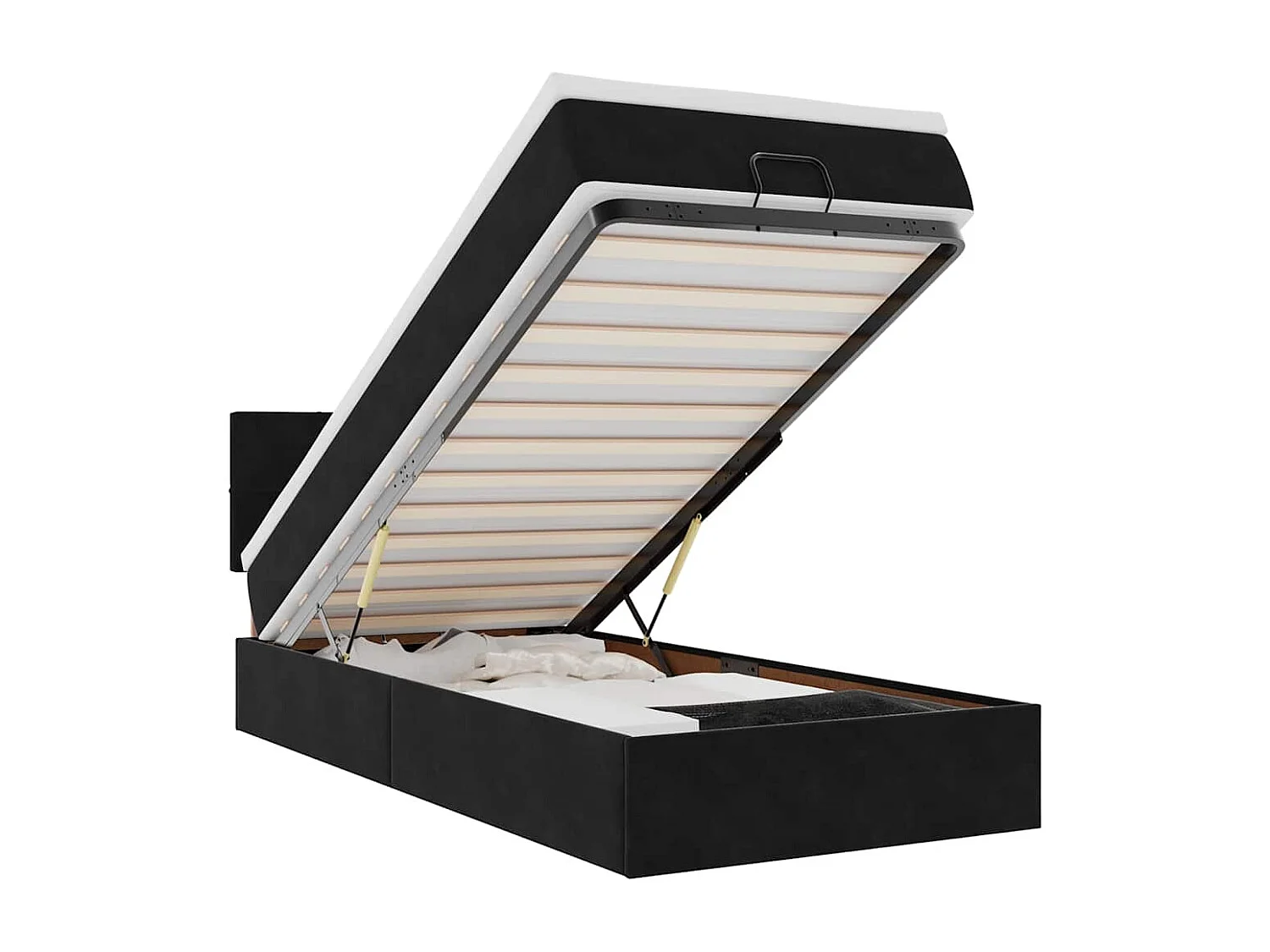 Lit ottoman avec matelas et LED noir 80x200cm velours