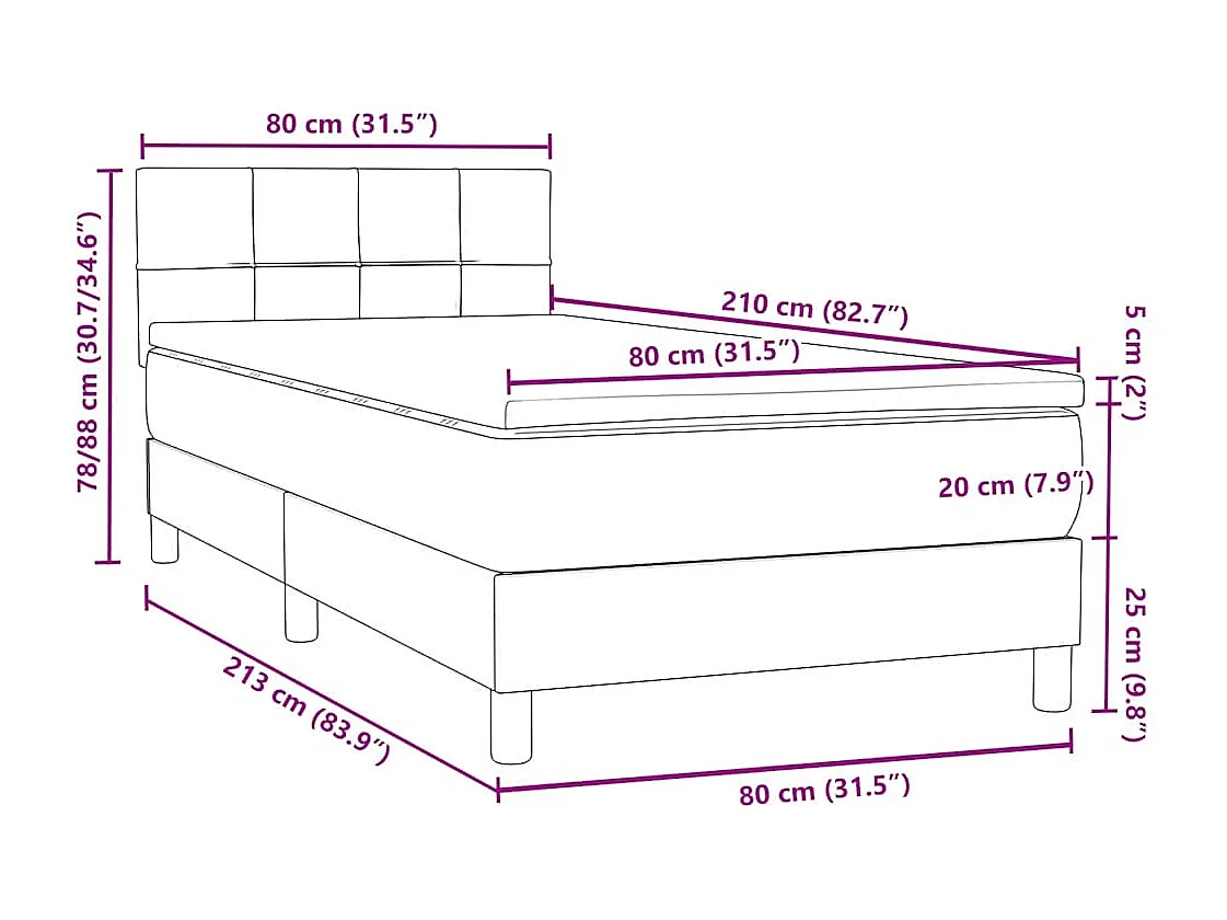 Boxspring met matras en LED fluweel donkergrijs 80x210 cm