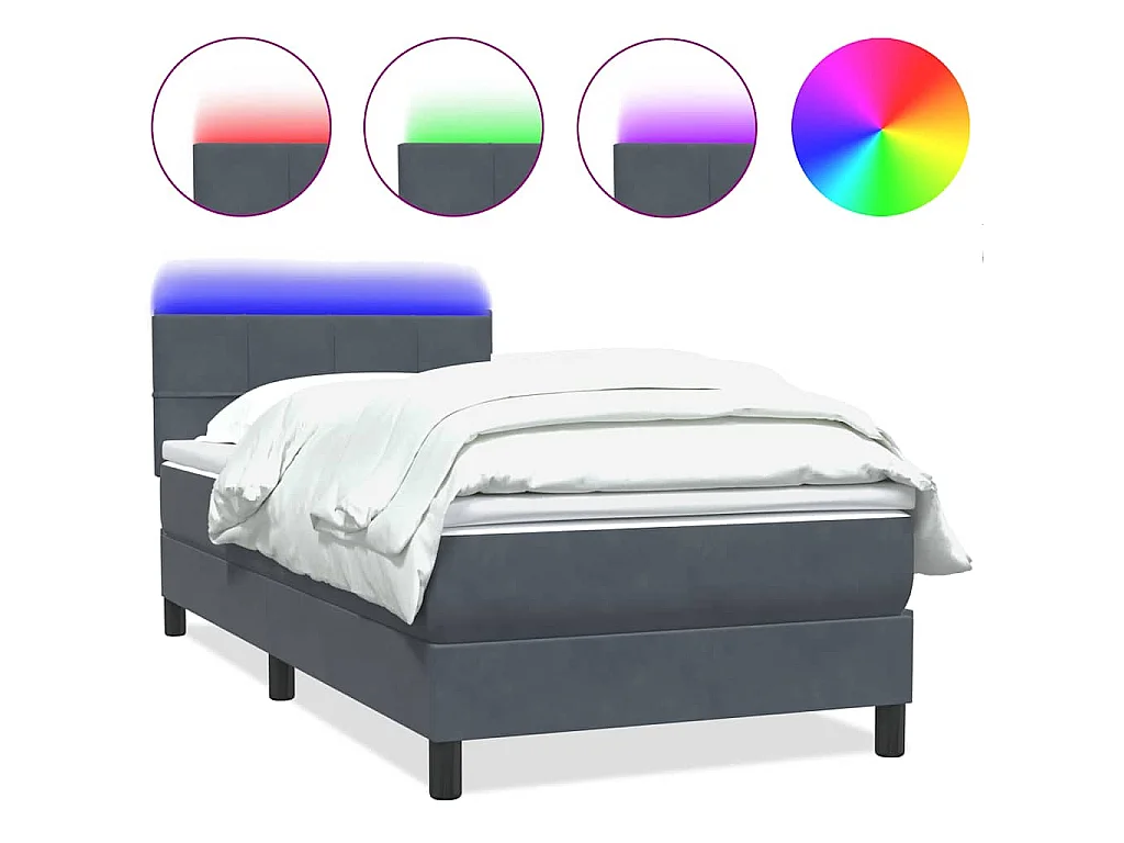 Boxspring met matras en LED fluweel donkergrijs 80x210 cm
