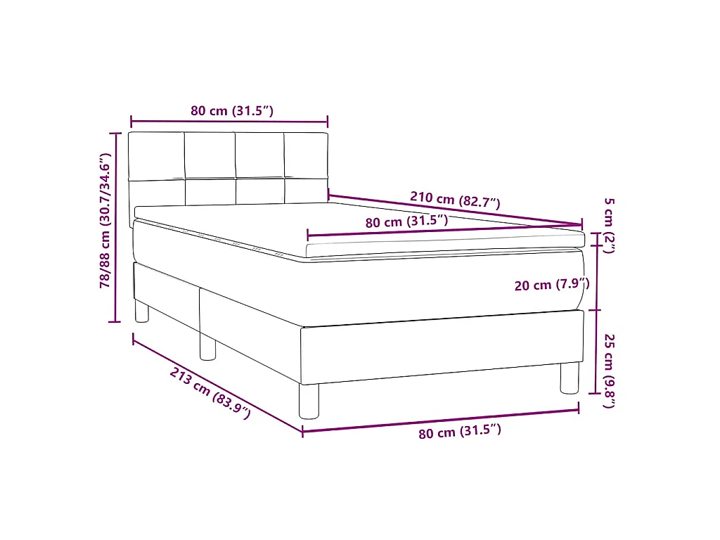 Boxspring met matras en LED fluweel donkergrijs 80x210 cm