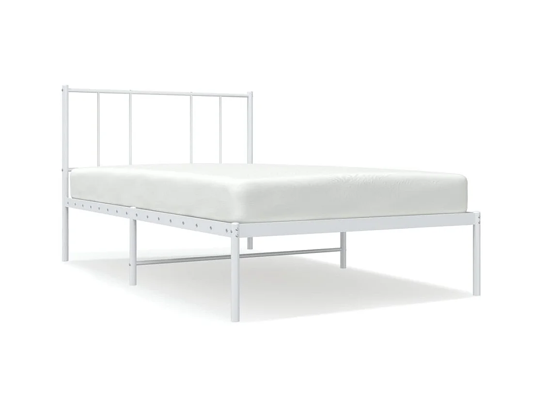 Metallbett ohne Matratze mit Kopfteil Weiß 75x190 cm