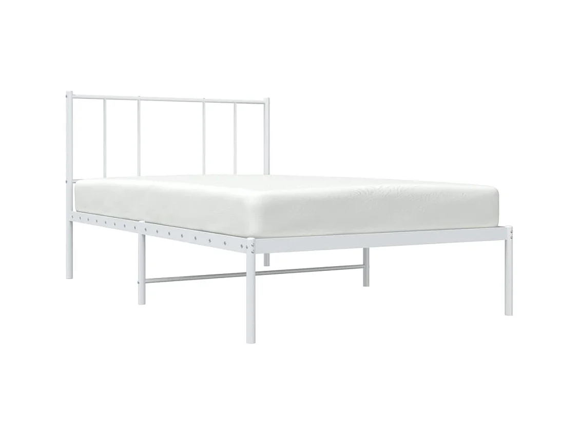 Metallbett ohne Matratze mit Kopfteil Weiß 75x190 cm