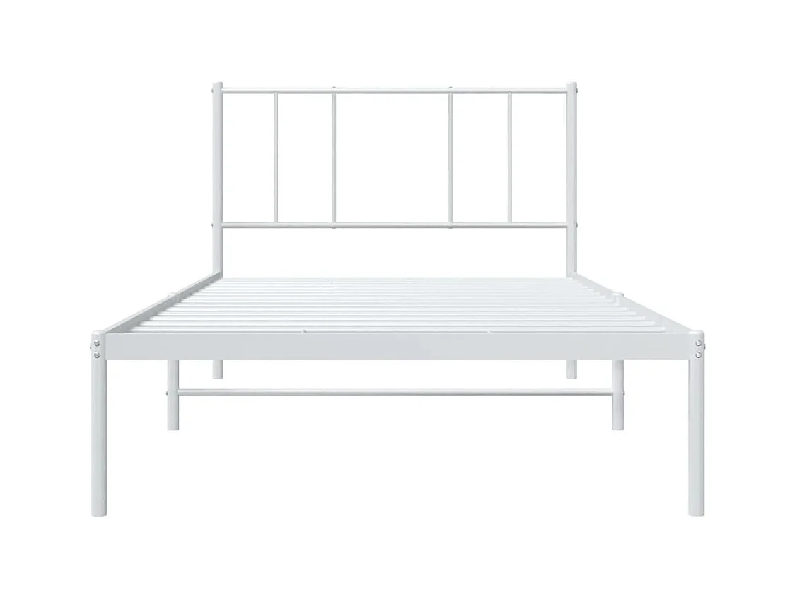 Metallbett ohne Matratze mit Kopfteil Weiß 75x190 cm