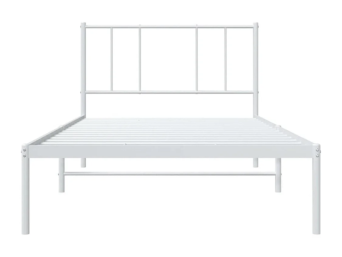 Cadre de lit métal sans matelas avec tête de lit blanc 75x190cm