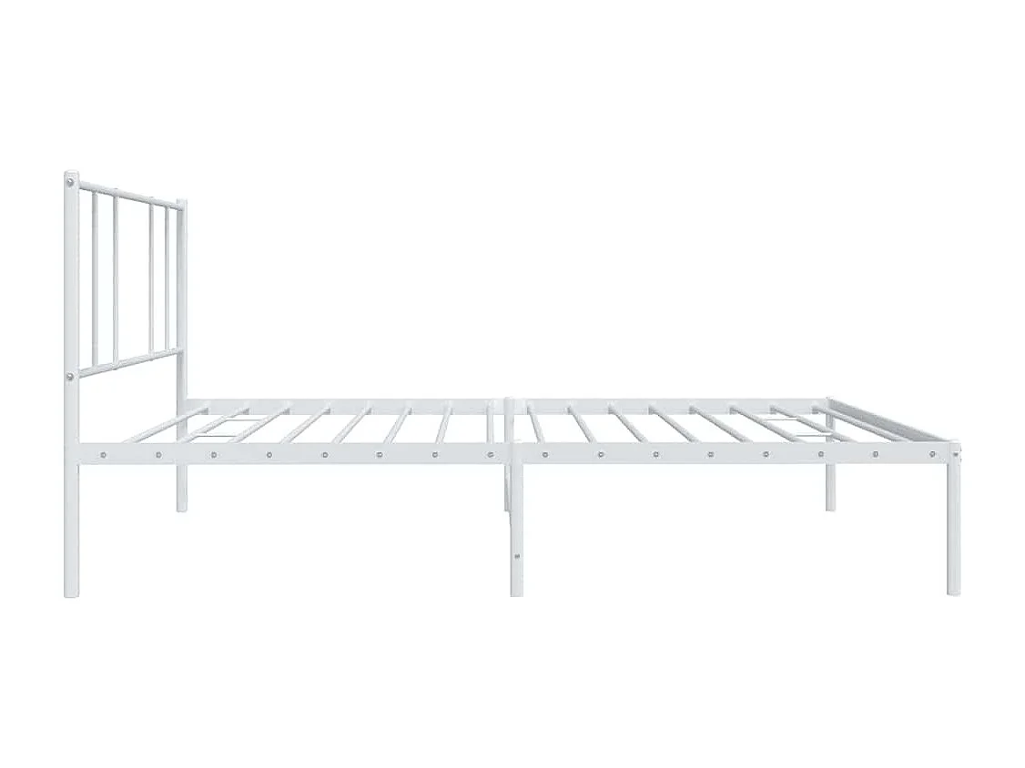 Cadre de lit métal sans matelas avec tête de lit blanc 75x190cm
