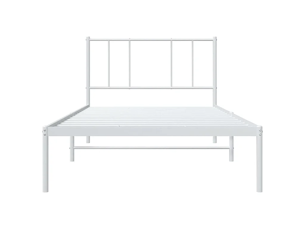 Cadre de lit métal sans matelas avec tête de lit blanc 75x190cm