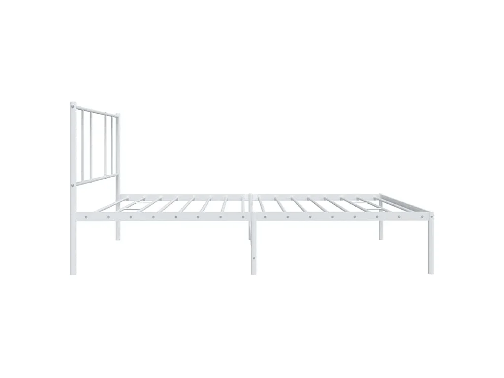 Cadre de lit métal sans matelas avec tête de lit blanc 75x190cm