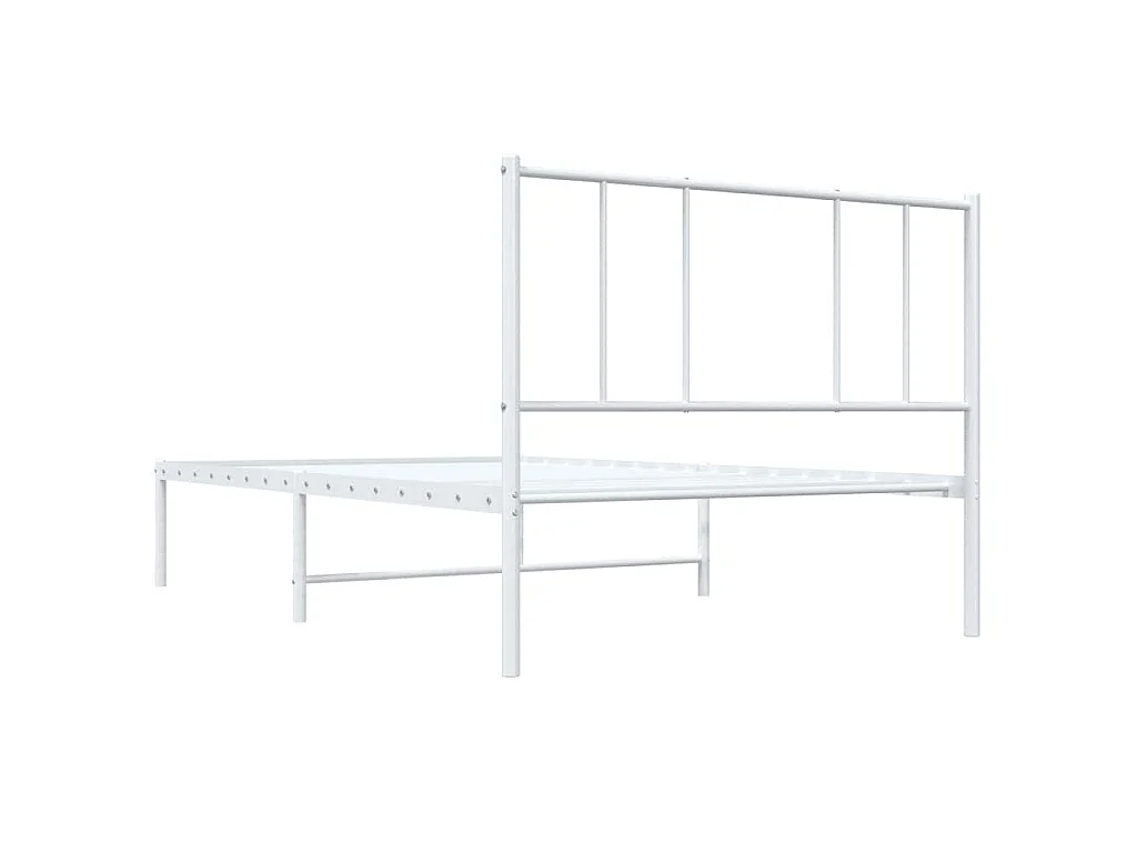 Cadre de lit métal sans matelas avec tête de lit blanc 75x190cm